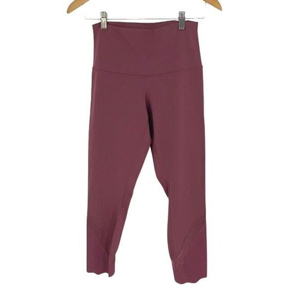 Lululemon Womens Scallop Wunder Under High-Rise Cropped Luxtreme Leggings Wine P - Picture 2 of 12